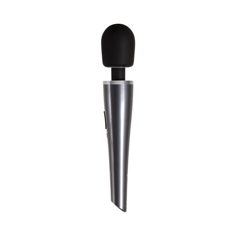 Evolved Mighty Metallic Wand Rechargeable Silicone Wand Vibrator Chrome/Black