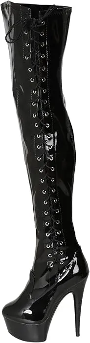 Ferocious-609 Lace-Up Platform Thigh High Boots