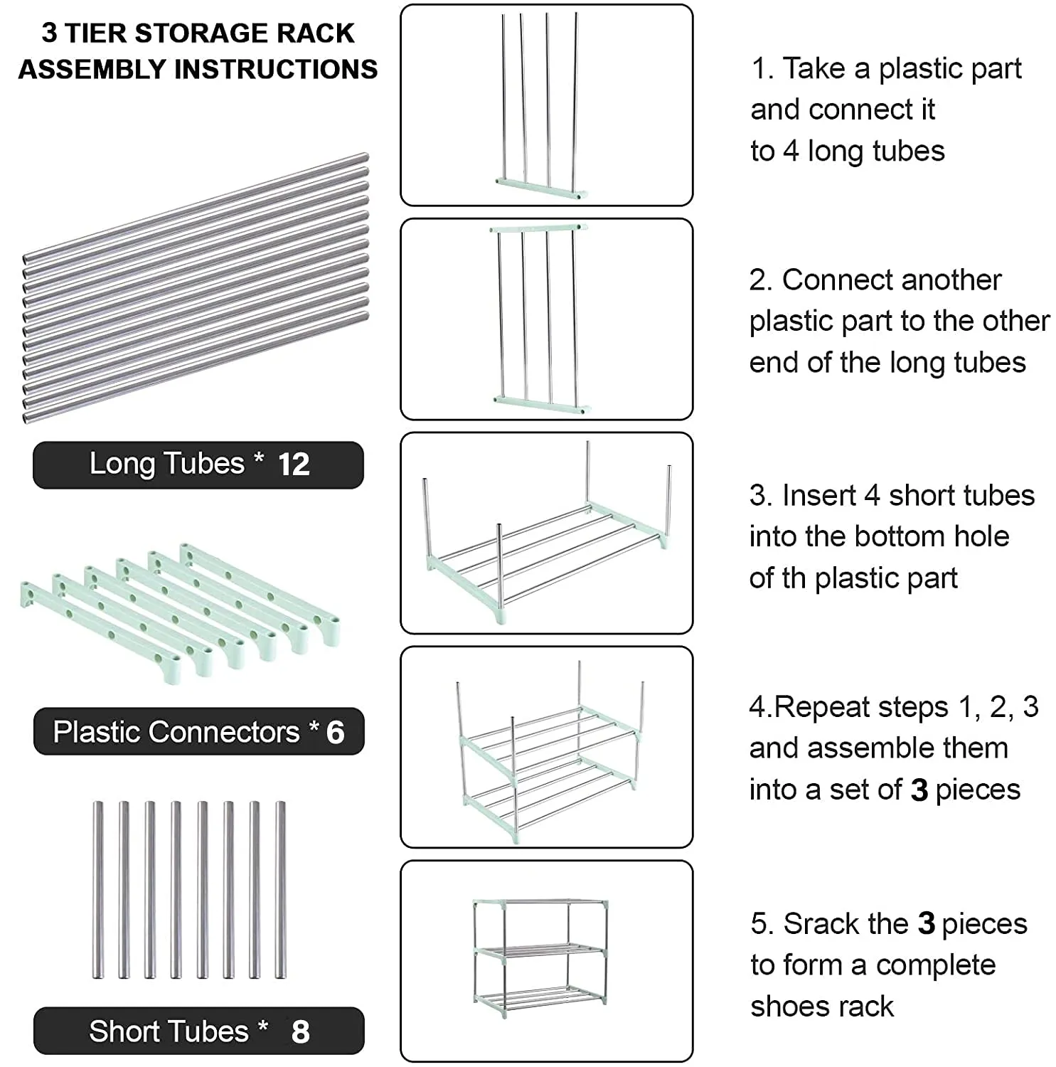 FLIPZON Multipurpose Rustproof Metal, Plastic Shoe Rack, Foldable Wide Storage Rack for Books. Toys, Shoes Easy to Move & Assemble (Rustproof) (3 Shelves)