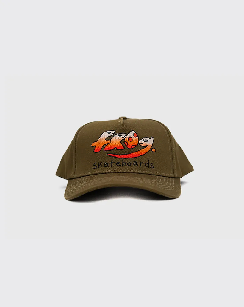 Frog Dino Logo 5 Panel Hat - Olive