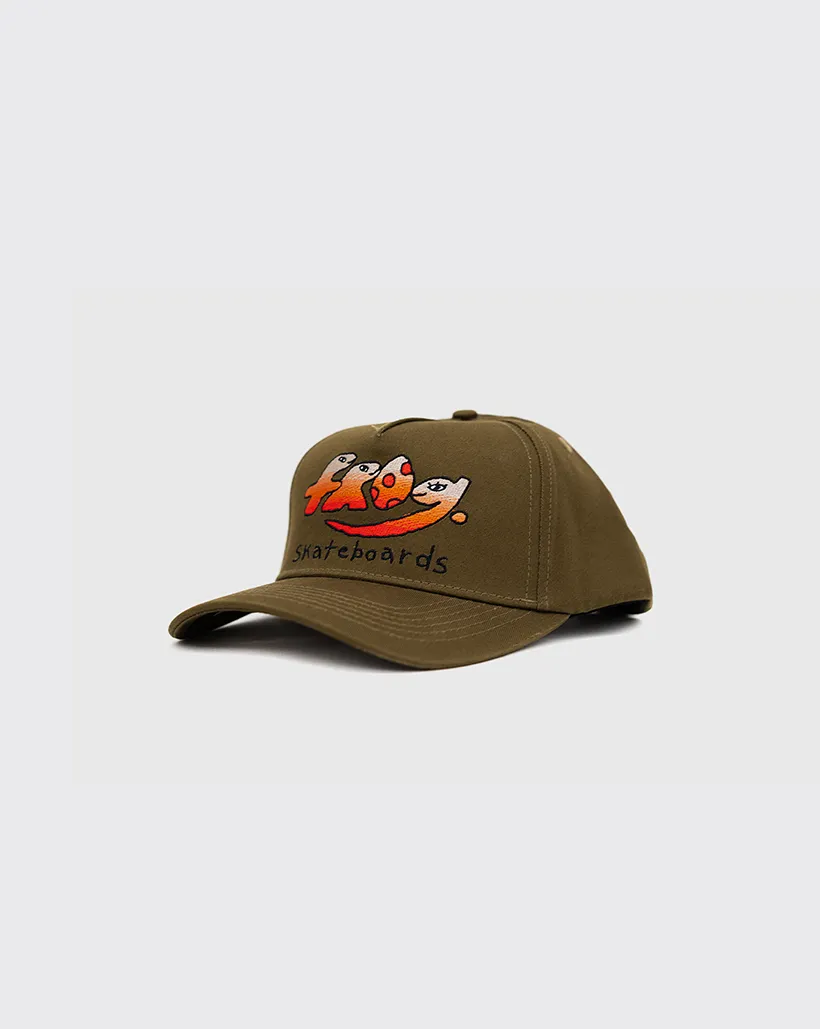 Frog Dino Logo 5 Panel Hat - Olive