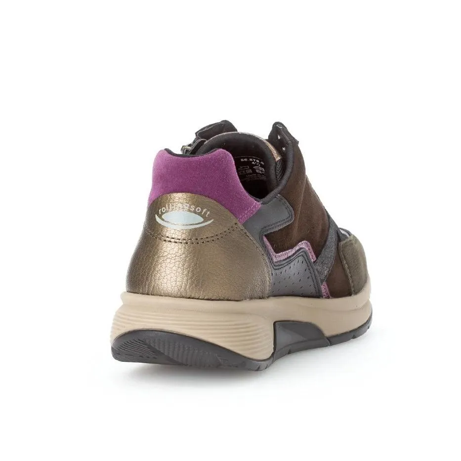 Gabor Womens Trainer Rollingsoft Jackson Schwarz/Choco/Berry