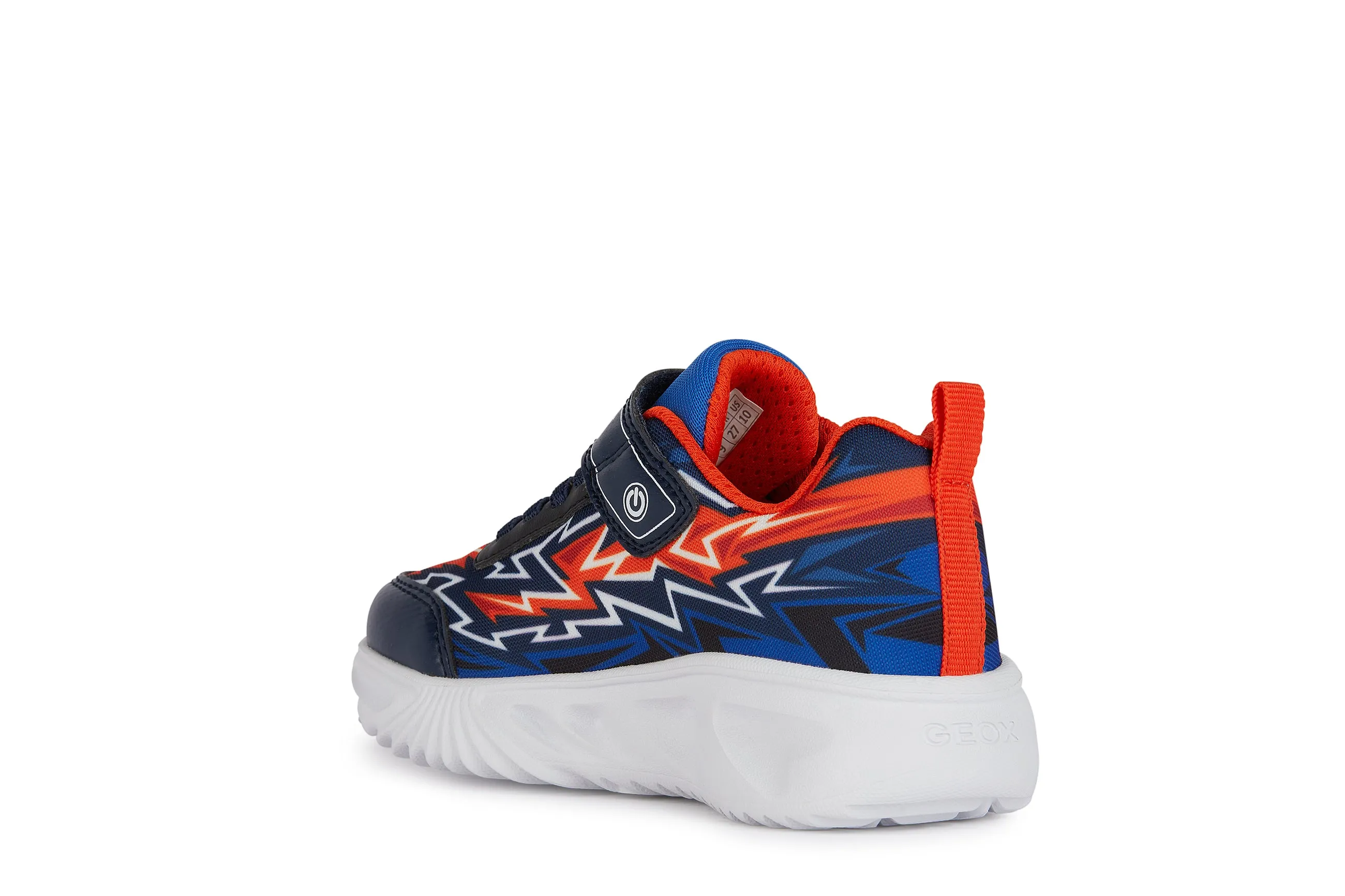 Geox Assister Boys Navy Orange Lights Trainer