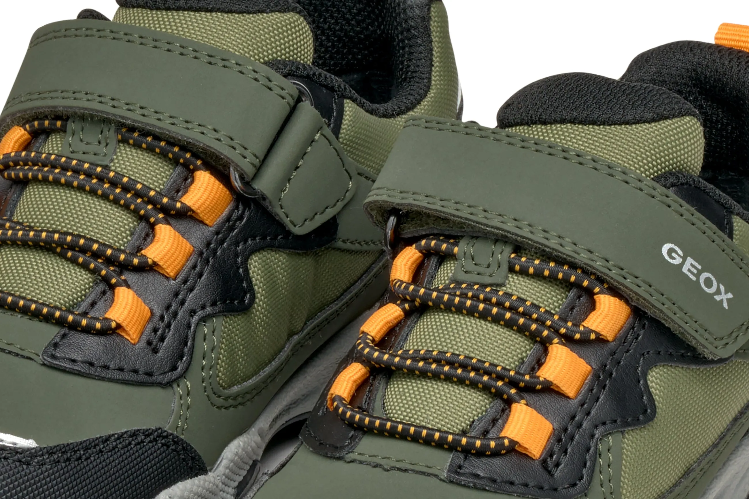 Geox Magnetar Waterproof Boys Dark Green Orange Trainer