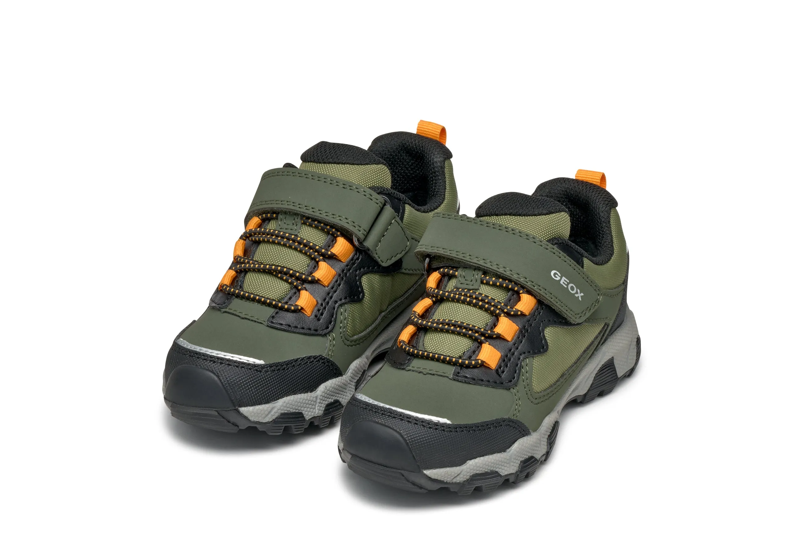 Geox Magnetar Waterproof Boys Dark Green Orange Trainer