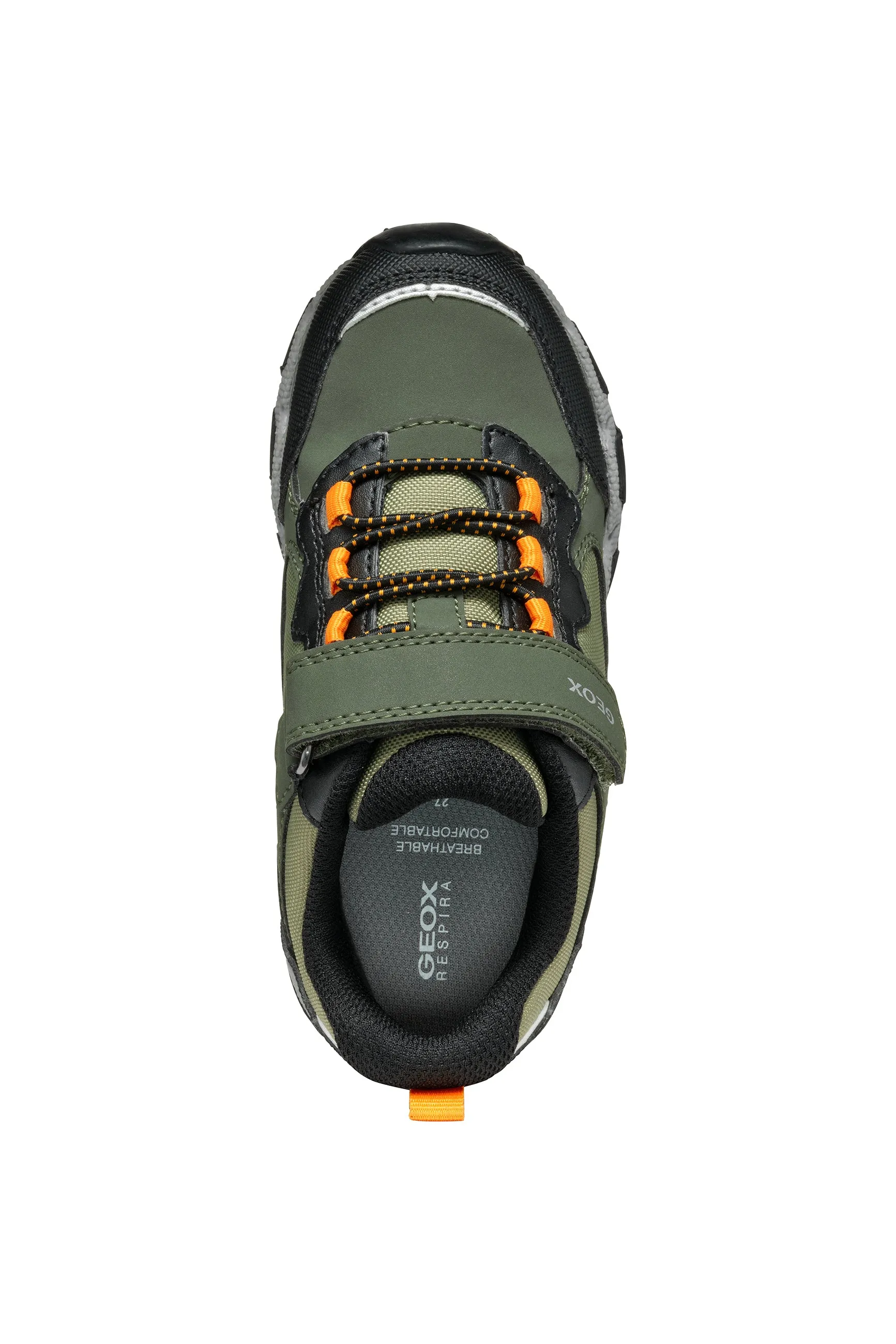 Geox Magnetar Waterproof Boys Dark Green Orange Trainer