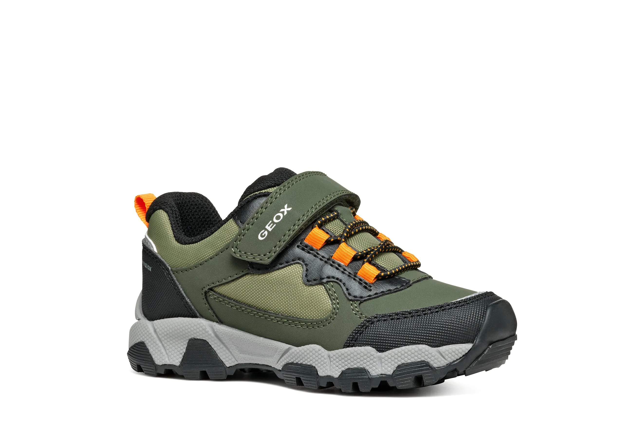 Geox Magnetar Waterproof Boys Dark Green Orange Trainer