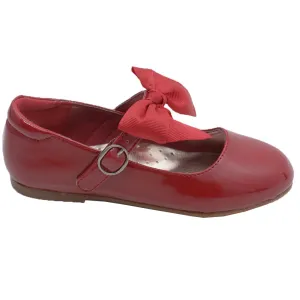 Girls Red Grosgrain Bow Flats Dress Shoes 5 Toddler-4 Kids