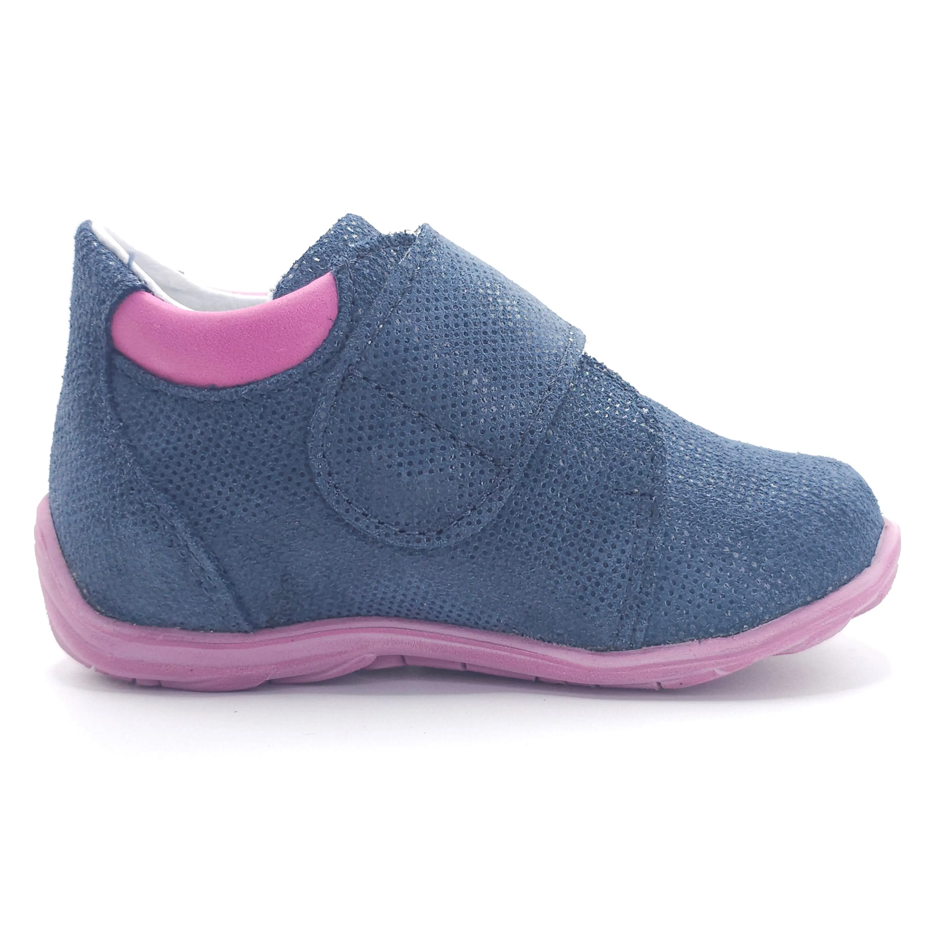 Girls Velcro Shoe In Navy and Pink