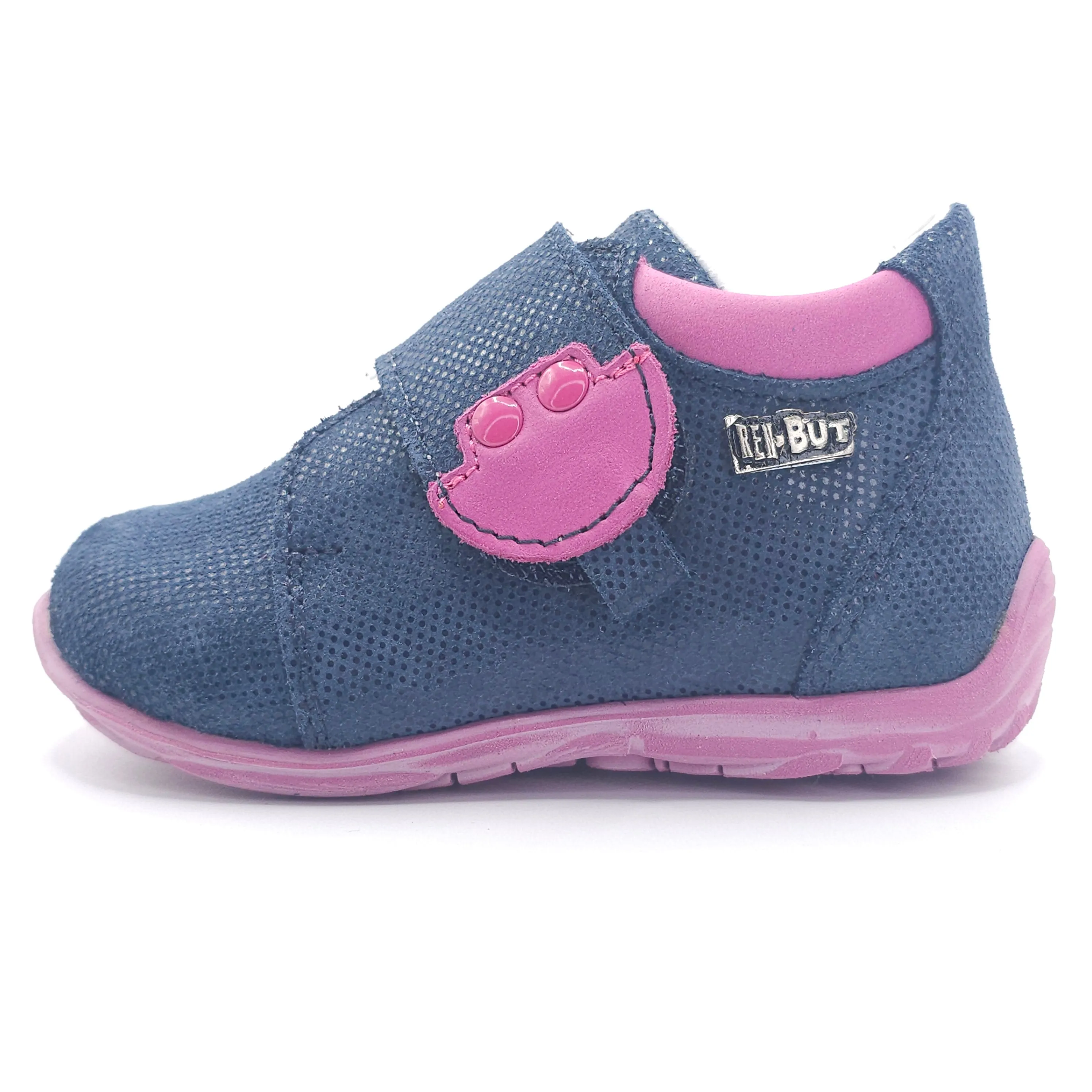 Girls Velcro Shoe In Navy and Pink