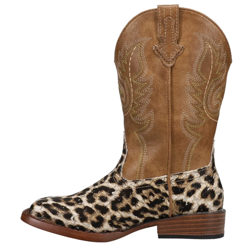 Glitter Leopard Square Toe Cowboy Boots (Little Kid-Big Kid)