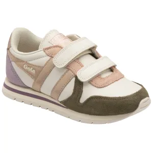 Gola Girls Trainer Dayton Quadrant Strap Off White/Khaki/Rose Gold/Lily