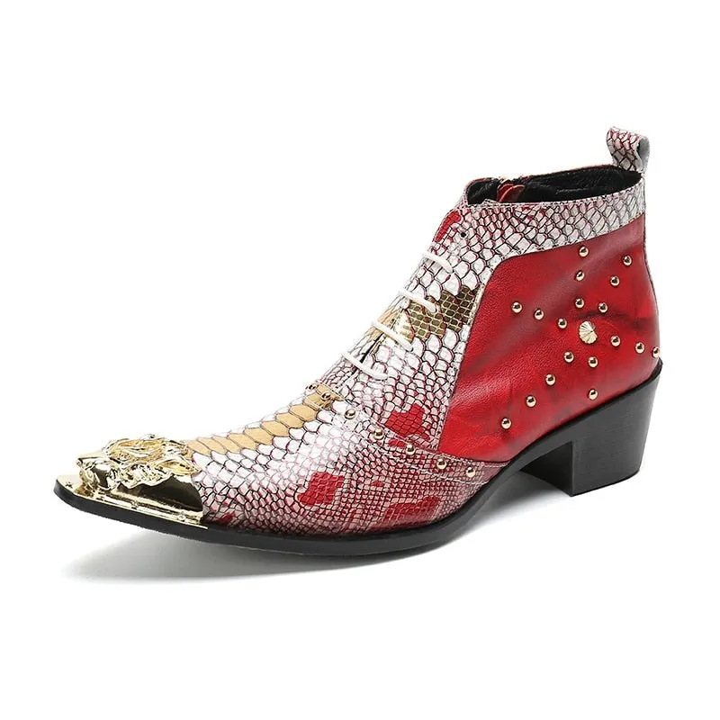 Gold Tipped Snake Skin Dancin' Boots Dress Shoes