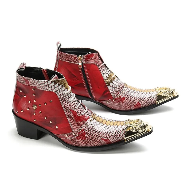 Gold Tipped Snake Skin Dancin' Boots Dress Shoes