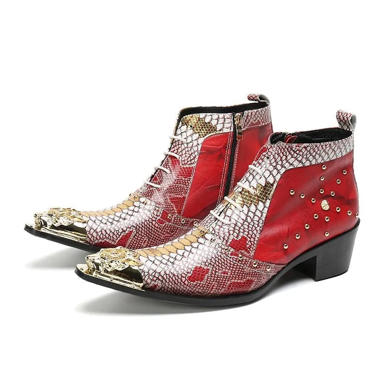 Gold Tipped Snake Skin Dancin' Boots Dress Shoes