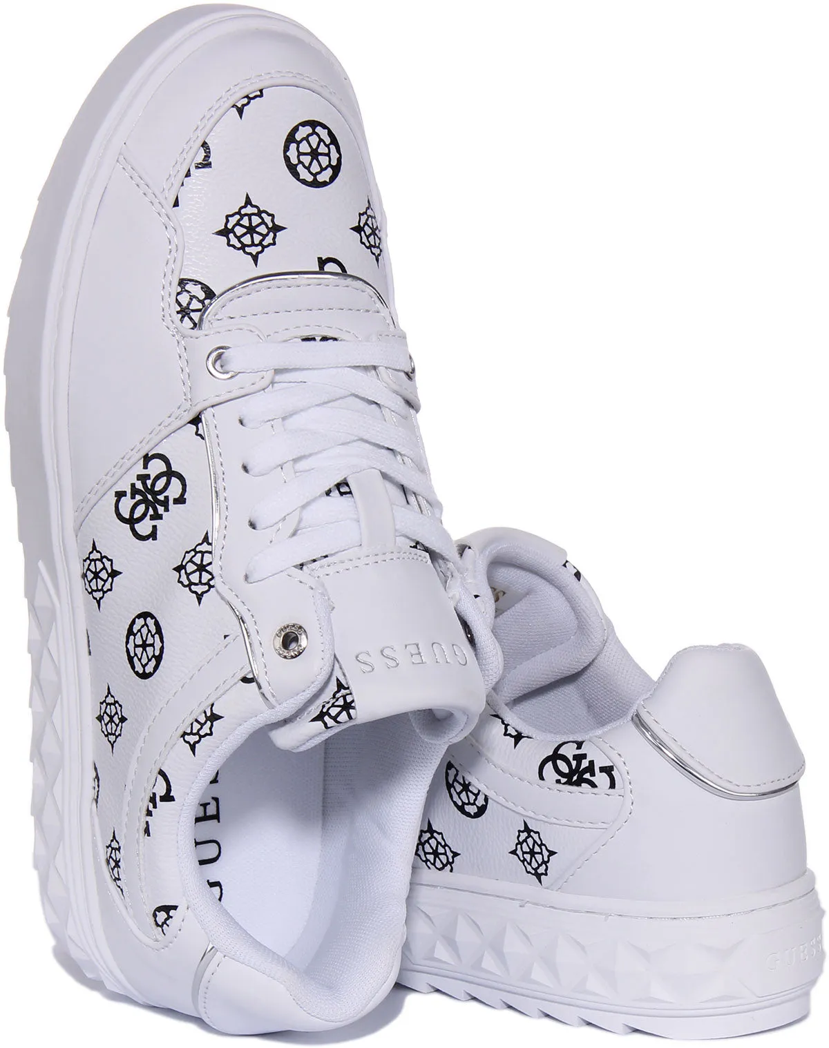 Guess Fiena Trainers In White Black For Women