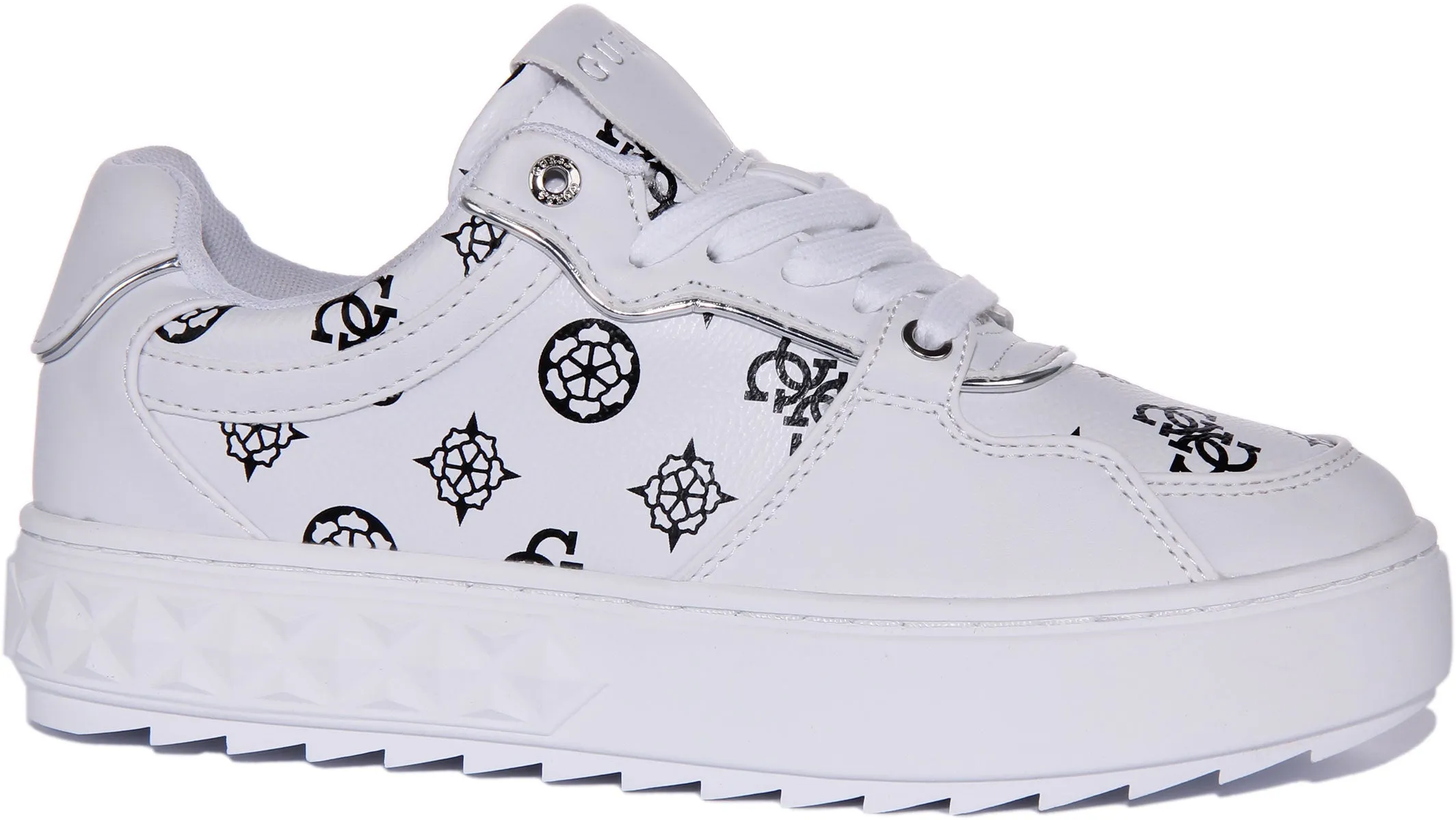 Guess Fiena Trainers In White Black For Women