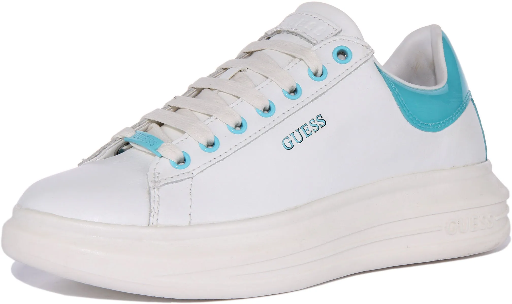 Guess Vibo Trainer In White Blue For Women