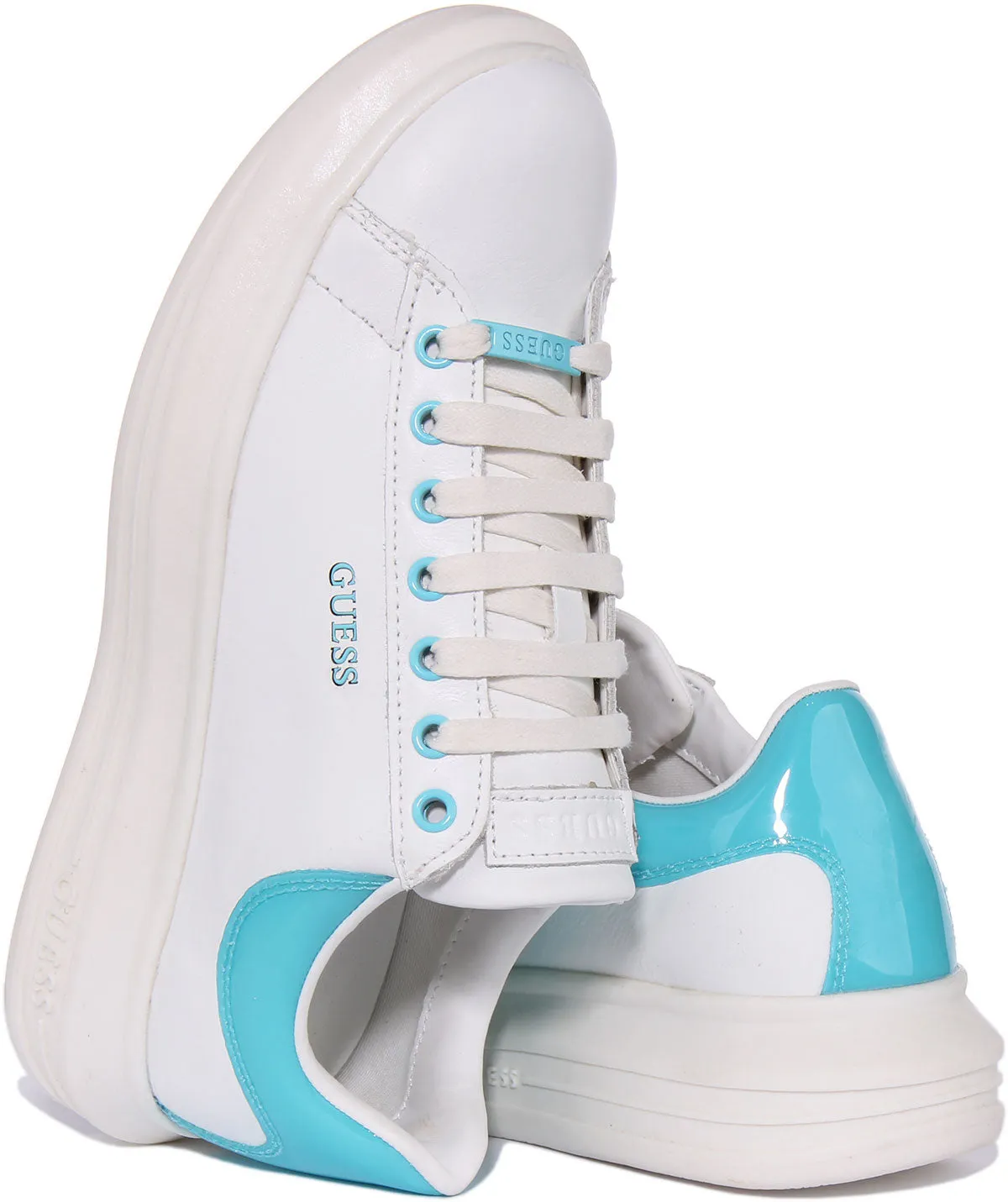 Guess Vibo Trainer In White Blue For Women