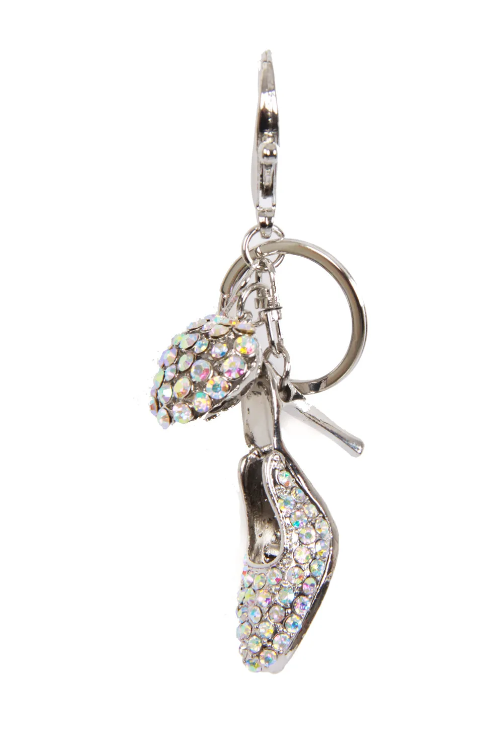 Heel and Heart Diamante Bag Charm Keyring