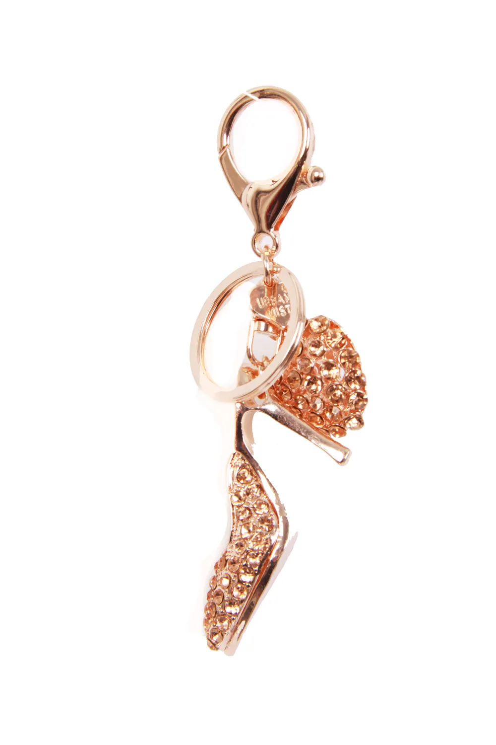 Heel and Heart Diamante Bag Charm Keyring