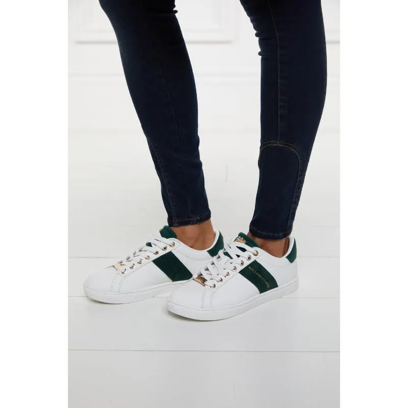 Holland Cooper Knightsbridge Court Ladies Trainer - White Racing Green