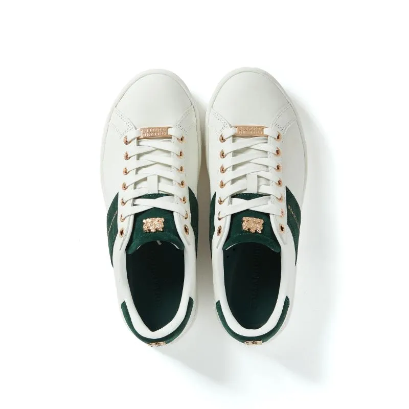 Holland Cooper Knightsbridge Court Ladies Trainer - White Racing Green