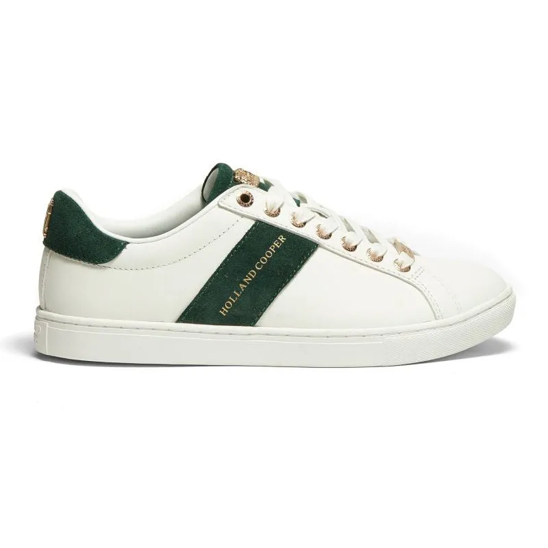 Holland Cooper Knightsbridge Court Ladies Trainer - White Racing Green