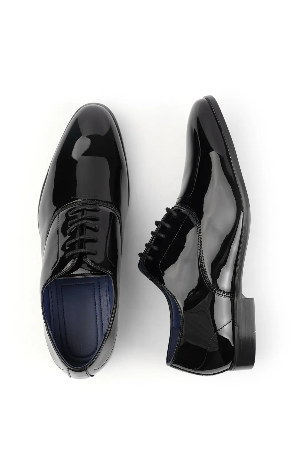 JACKSON FORMAL SHINY POLISHED OXFORD LACE UP DRESS SHOES IN BLACK PATENT