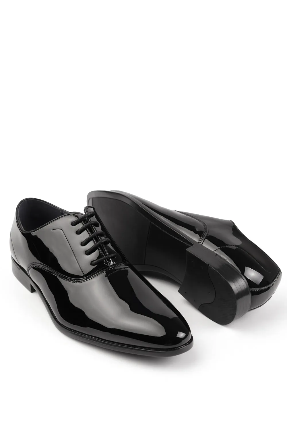 JACKSON FORMAL SHINY POLISHED OXFORD LACE UP DRESS SHOES IN BLACK PATENT