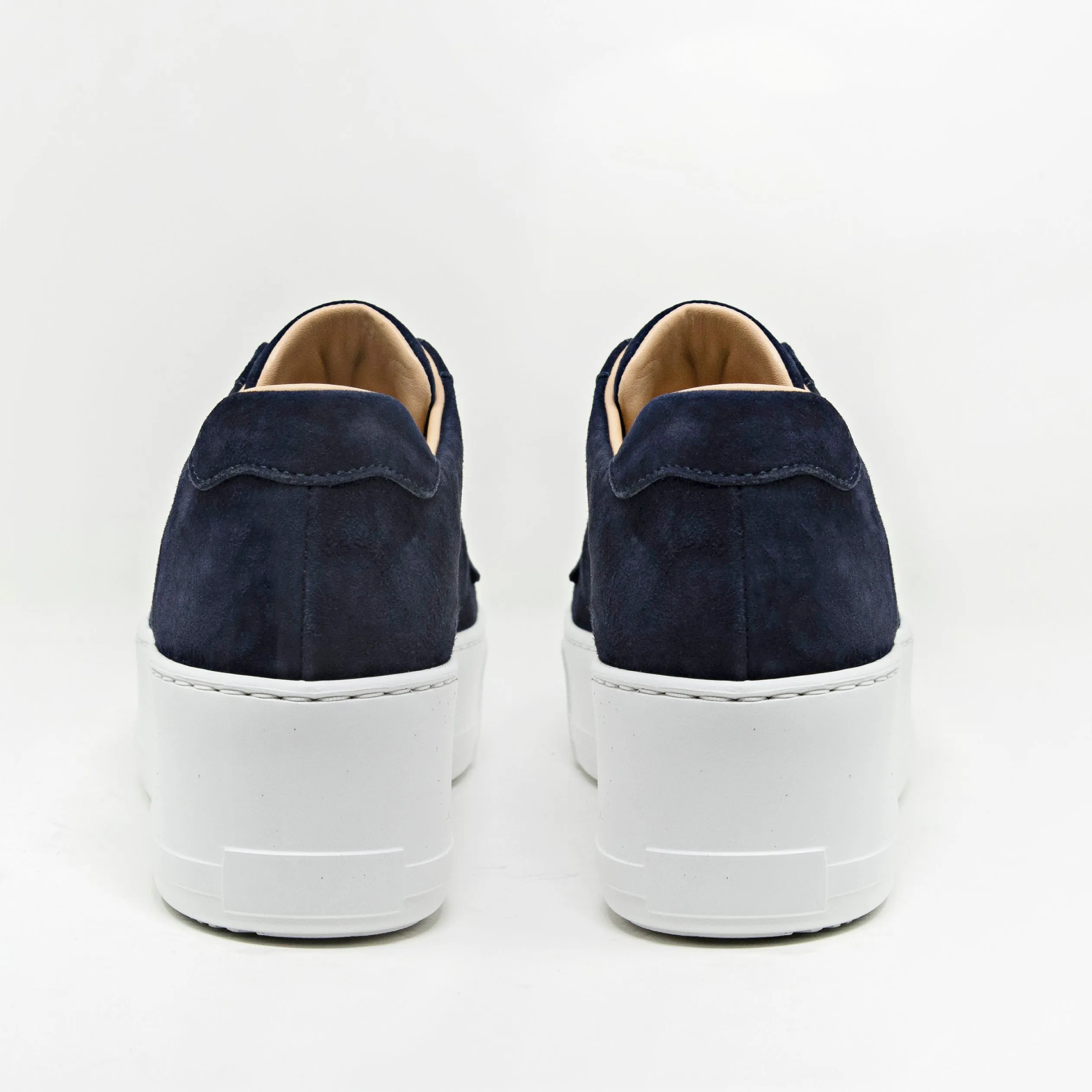 Jane Galland Navy Suede Flatform Laceless Trainers