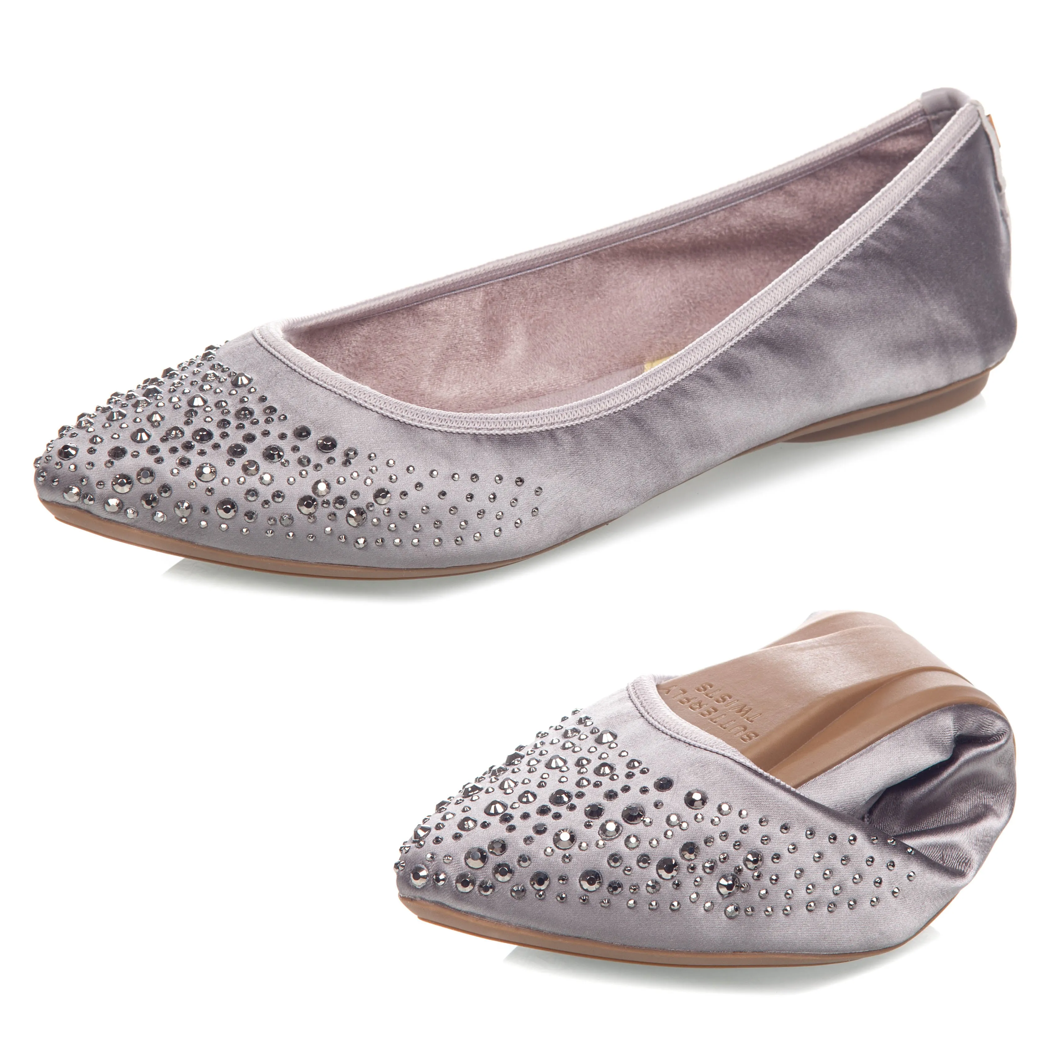 JANEY Ballet Flat Shoes - Stone Crystal