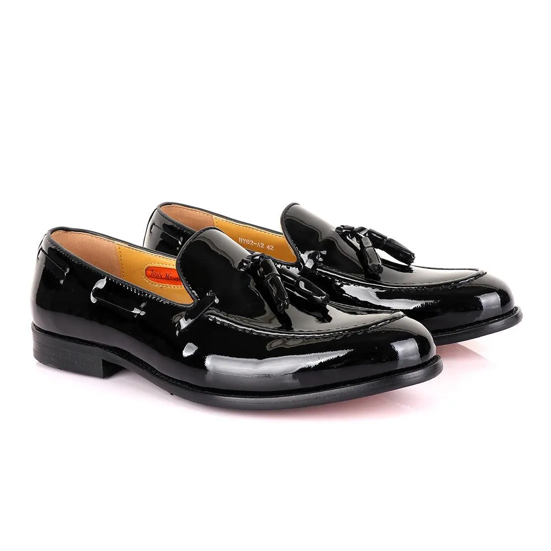 John Mendson Black Tassel Wetlips Loafers