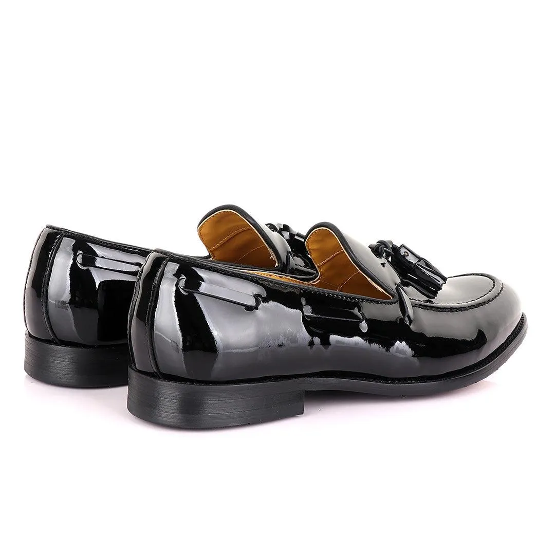 John Mendson Black Tassel Wetlips Loafers