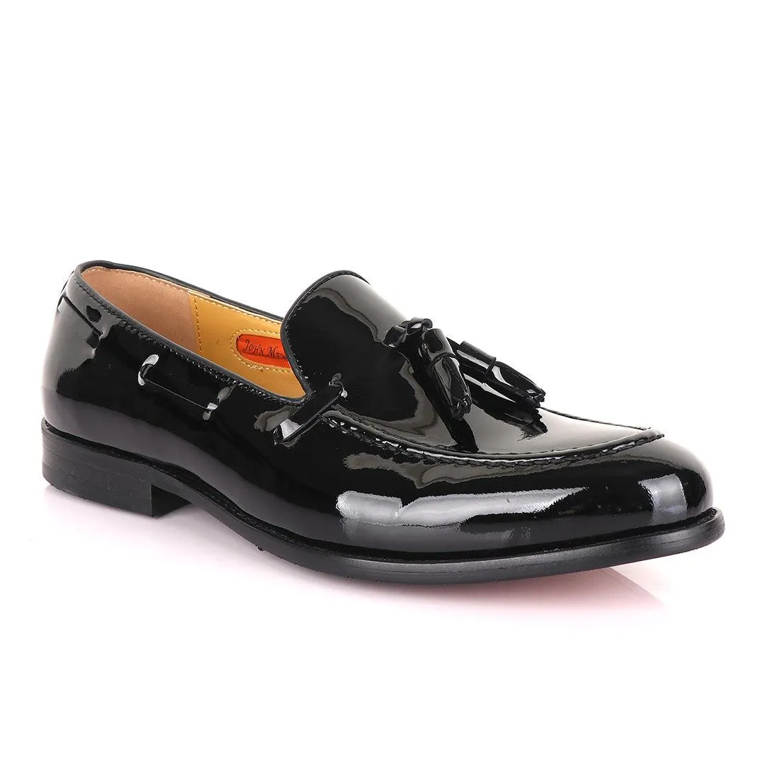 John Mendson Black Tassel Wetlips Loafers