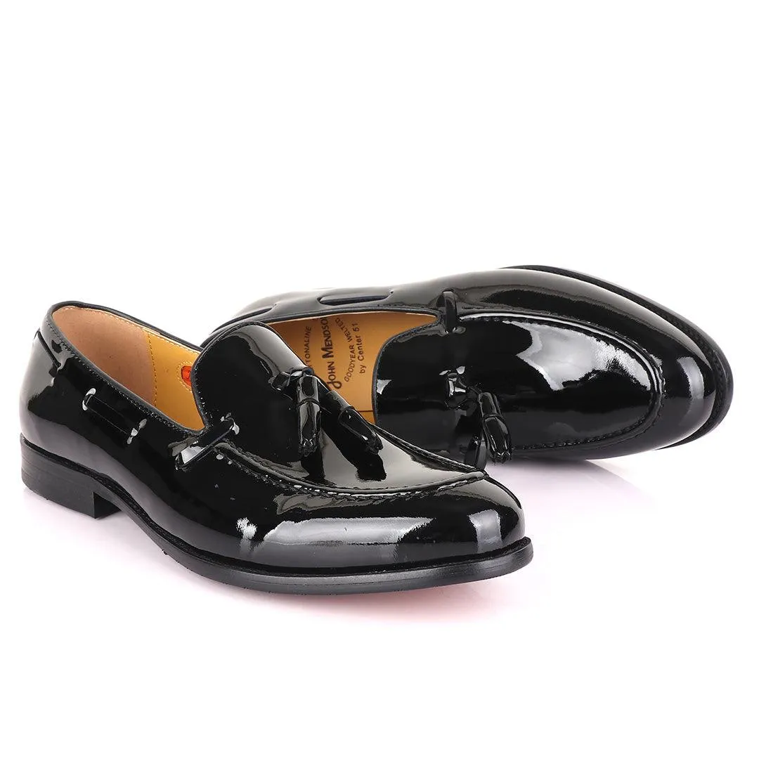 John Mendson Black Tassel Wetlips Loafers