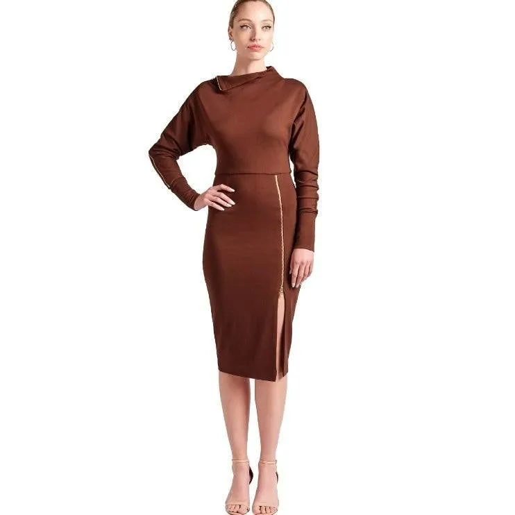 Josefa Asymmetric Dress - Long sleeve convertible midi dress