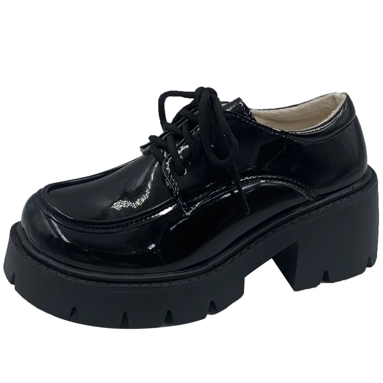 Joskaa Back To School Uniform Shoes Small Leather Shoes Female British Girl Japanese Wild Black Retro Mary Jane Shoes Lolita Platform Shoes Low Hee