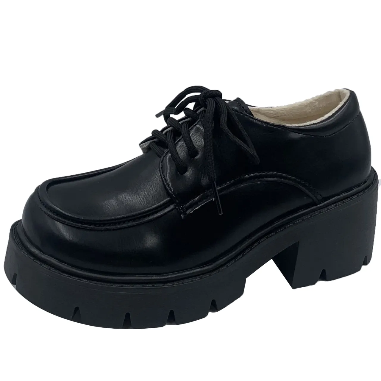 Joskaa Back To School Uniform Shoes Small Leather Shoes Female British Girl Japanese Wild Black Retro Mary Jane Shoes Lolita Platform Shoes Low Hee