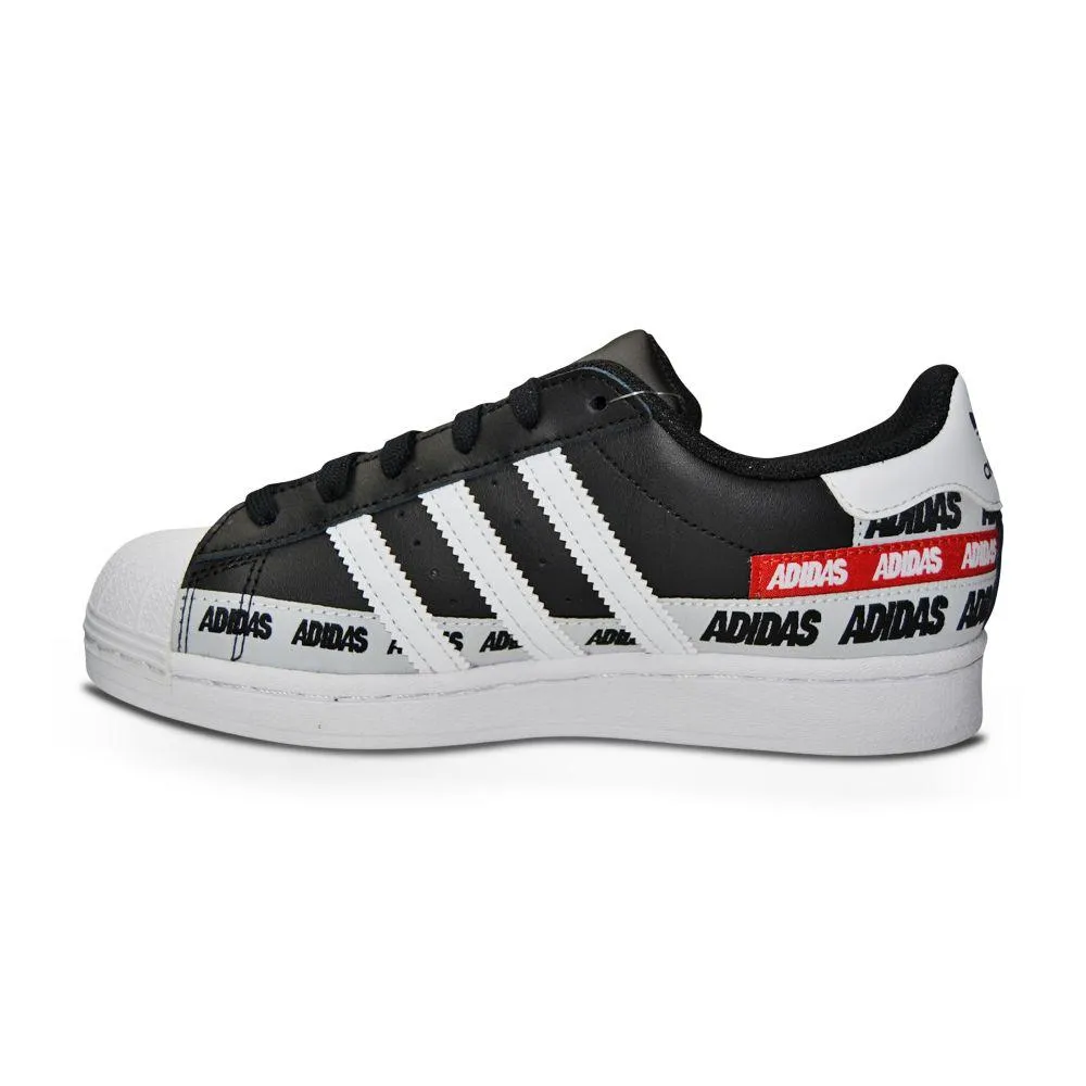 Juniors Adidas Superstar J - FX5872 - Black Superstar Taping