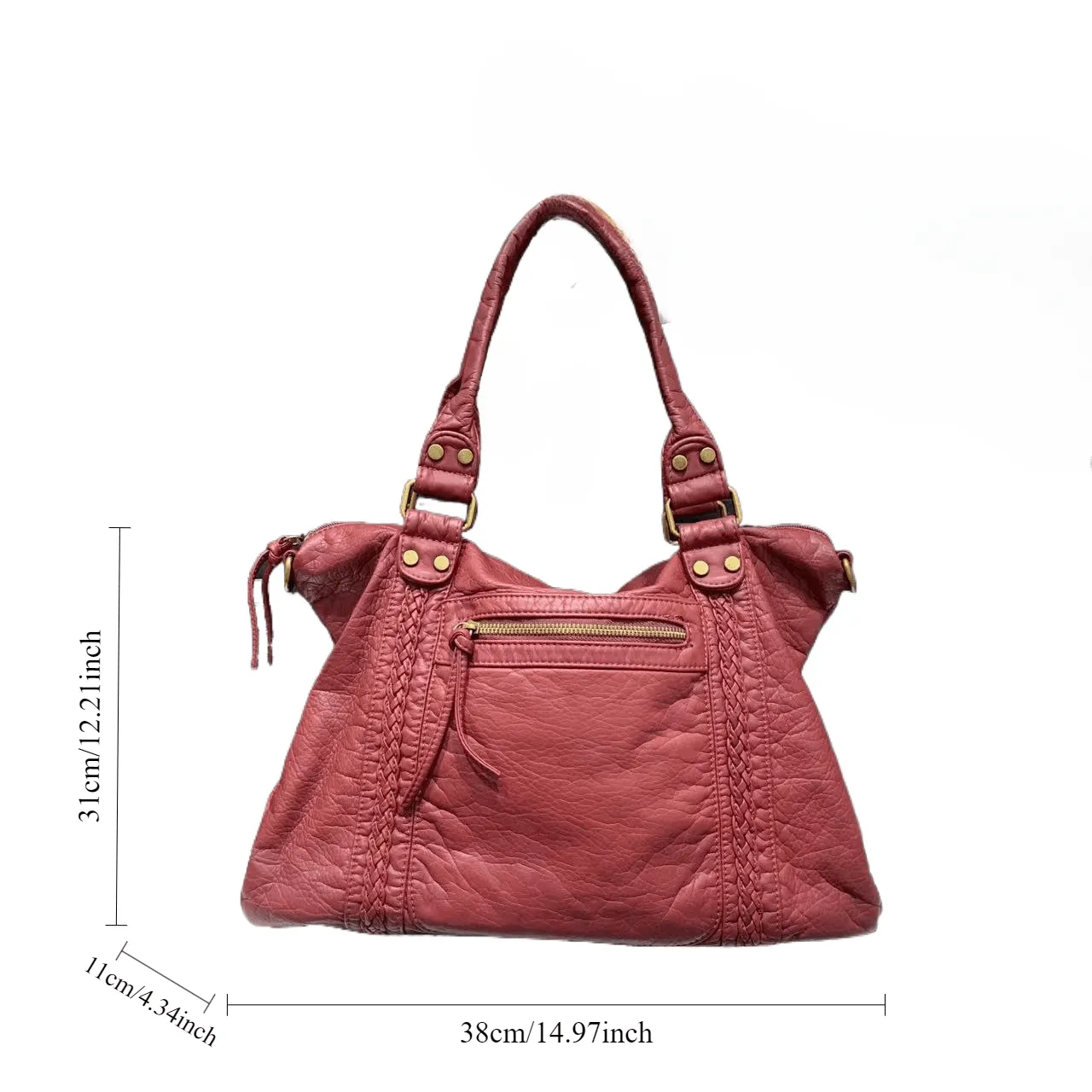 Large Capacity Vintage-Style Shoulder Bag with Detachable Strap, Foldable Design for Daily Commute