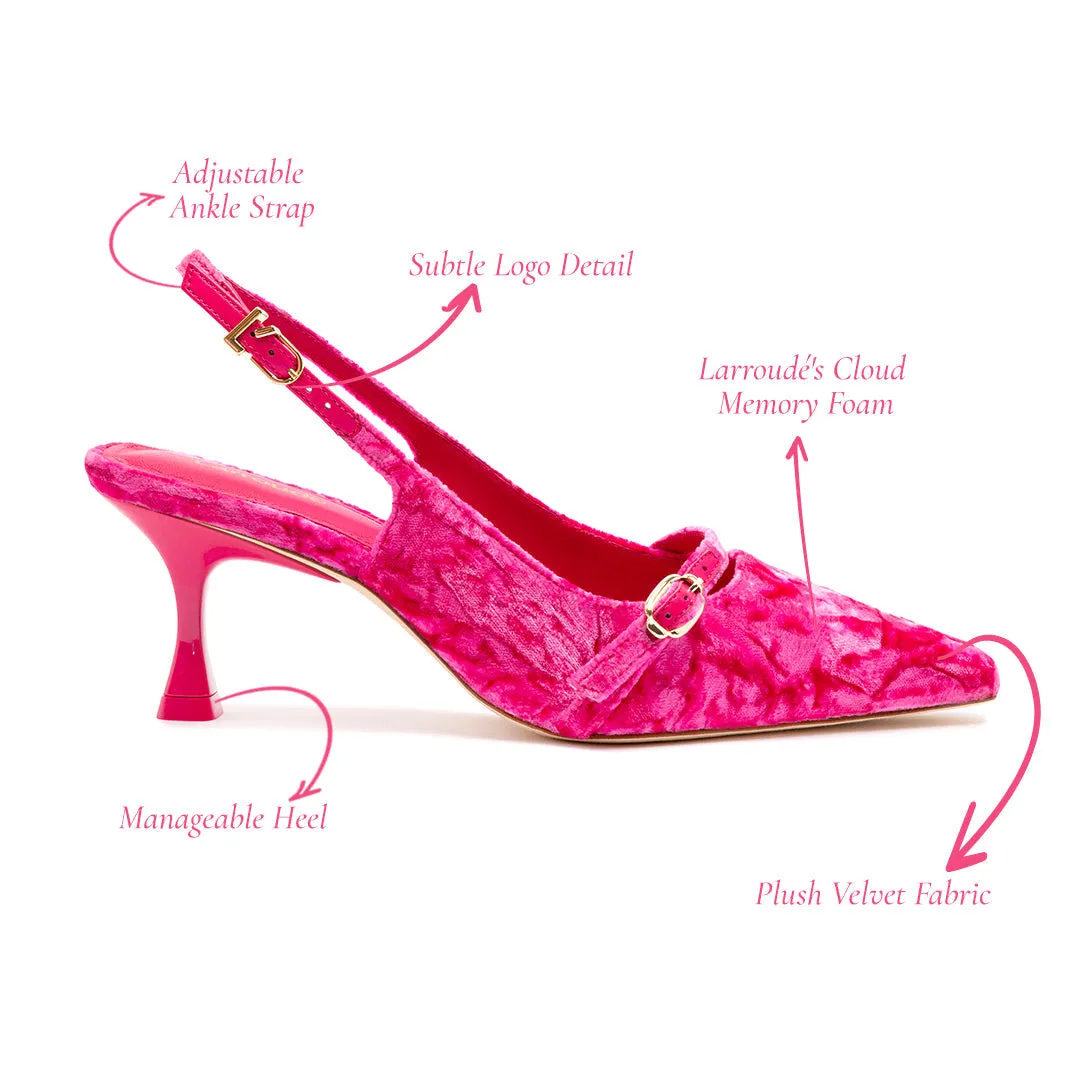 Larroude Ines Pump In Pink Velvet