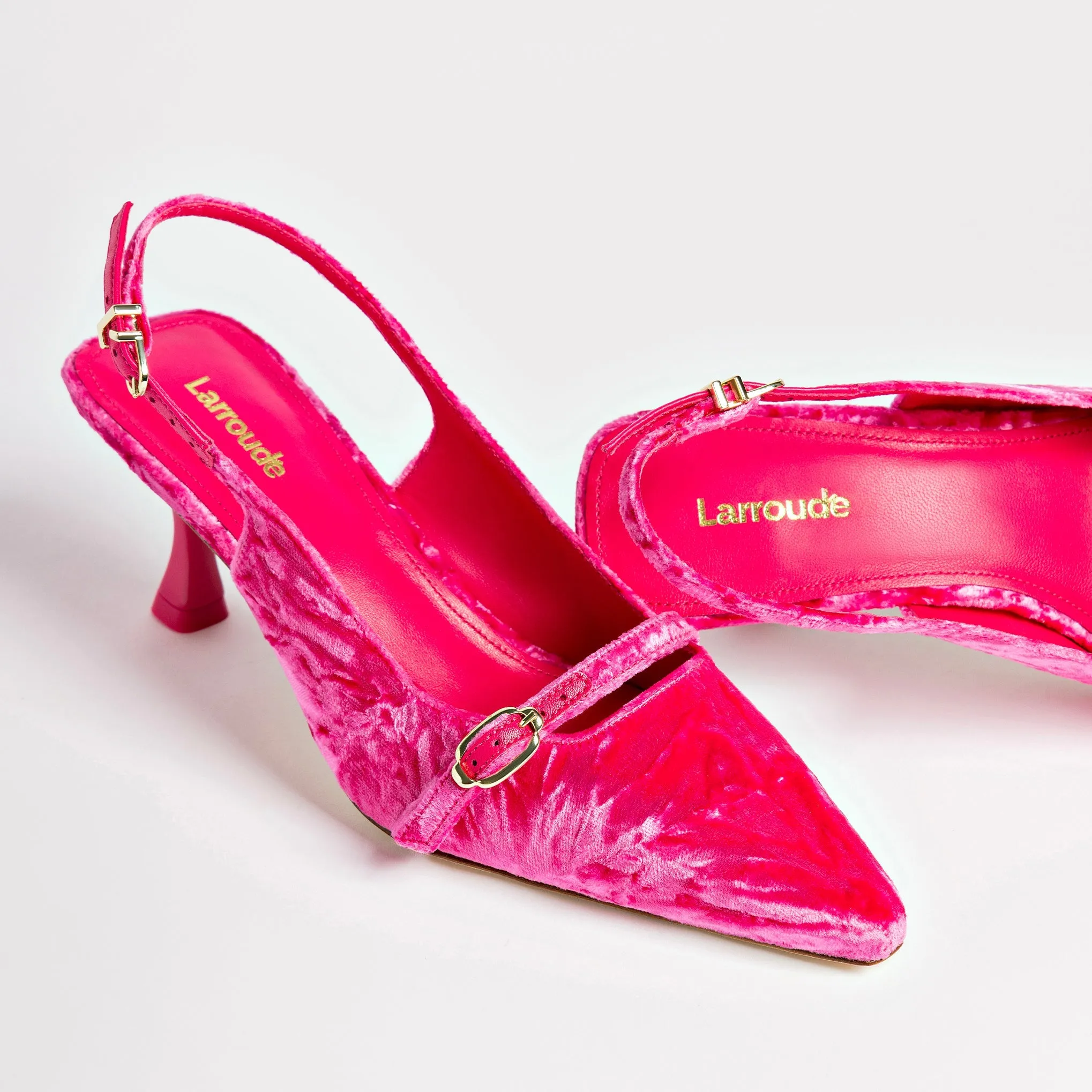 Larroude Ines Pump In Pink Velvet