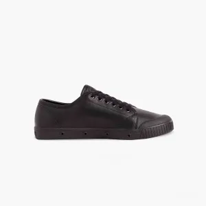 Low Top Leather Trainers in Black