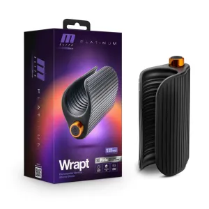 M Elite Platinum Wrapt 4 Inch Ribbed Vibrating Masturbator in Black