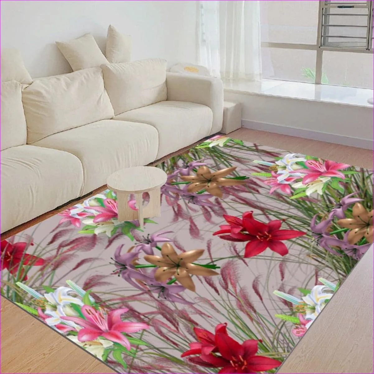 Mauve Gold Floral Foldable Rectangular Thickened Floor Mat