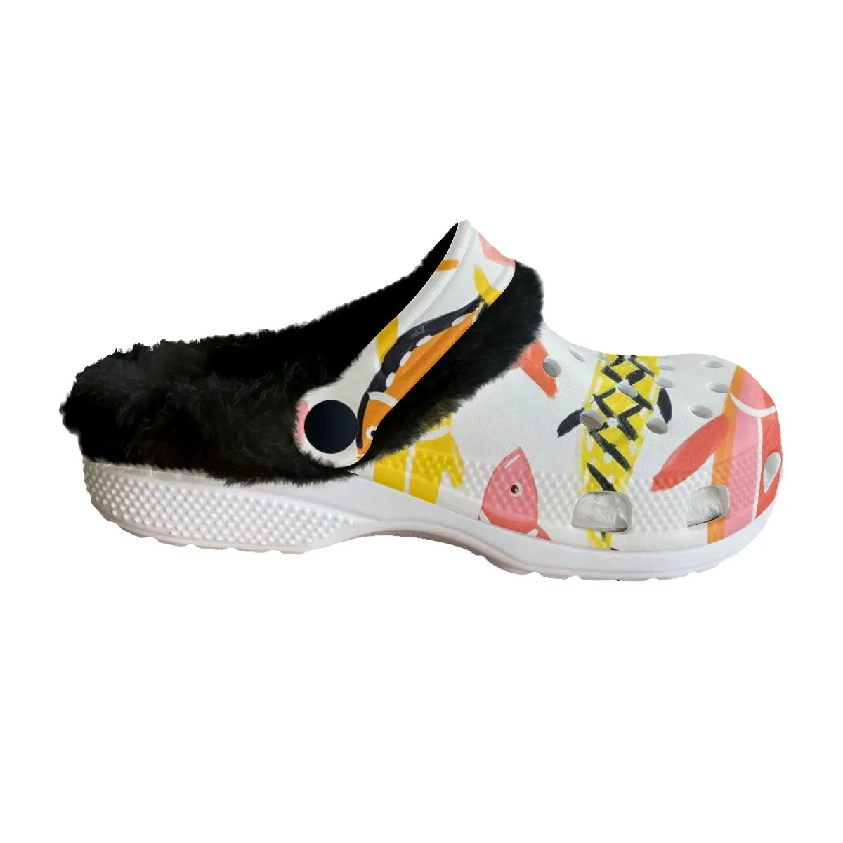 Mc#24 Men's Classic Clogs with Fleece, fish print