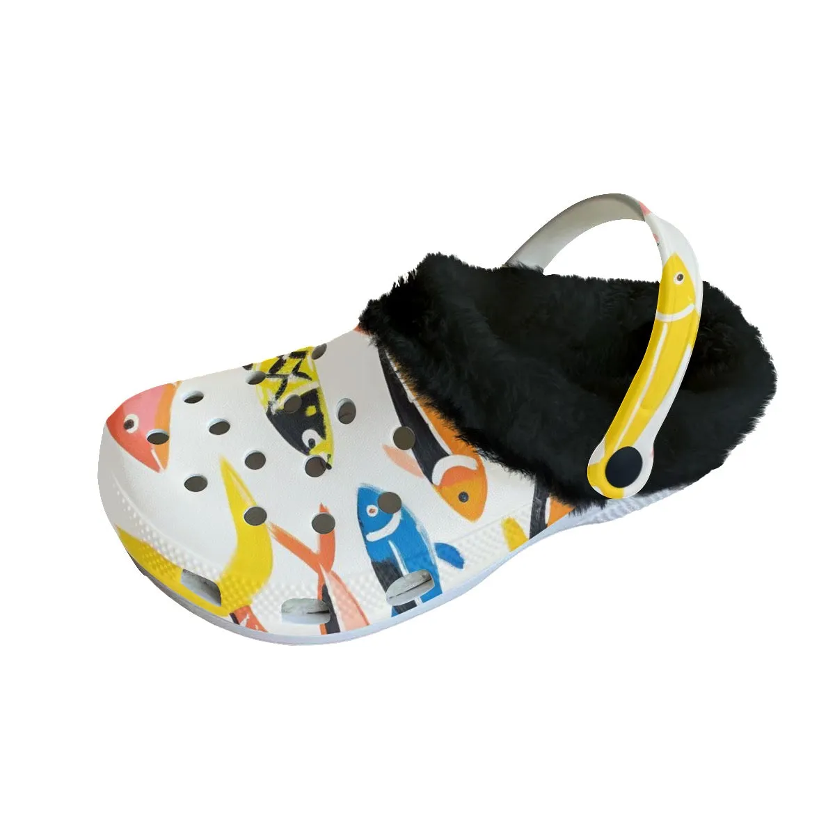 Mc#24 Men's Classic Clogs with Fleece, fish print