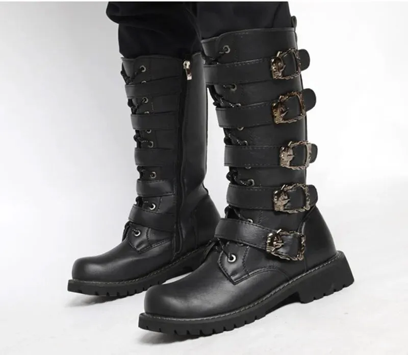 Mens Motorcycle Military Gothic Punk Boots