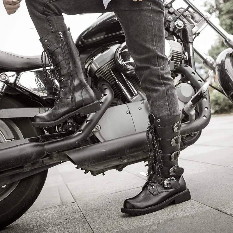 Mens Motorcycle Military Gothic Punk Boots